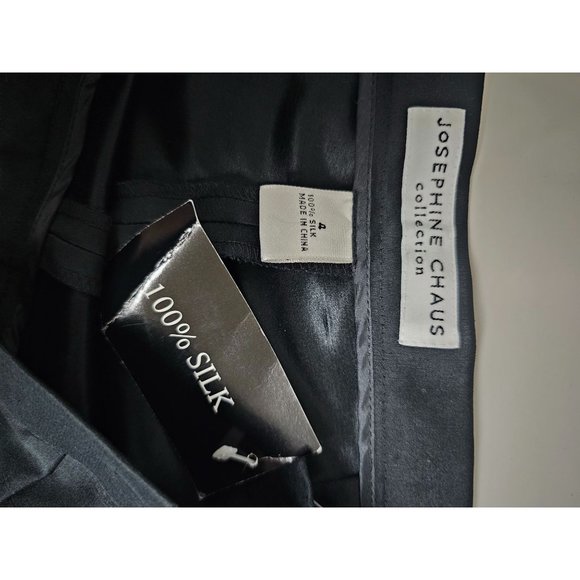 Josephine Chaus Collection 4 Petite Black Silk Trousers High Waist - Picture 7 of 7